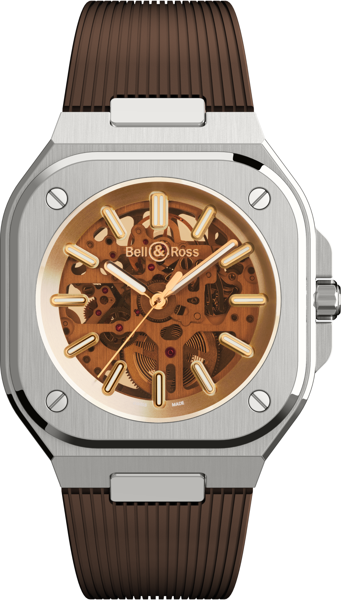 Bell & ross br05 sketelon golden rubber